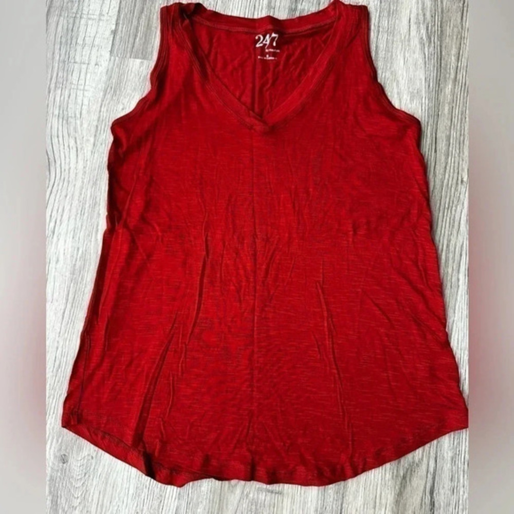 MAURICE'S 24/7 V-NECK RUST ORANGE TANK TOP XS